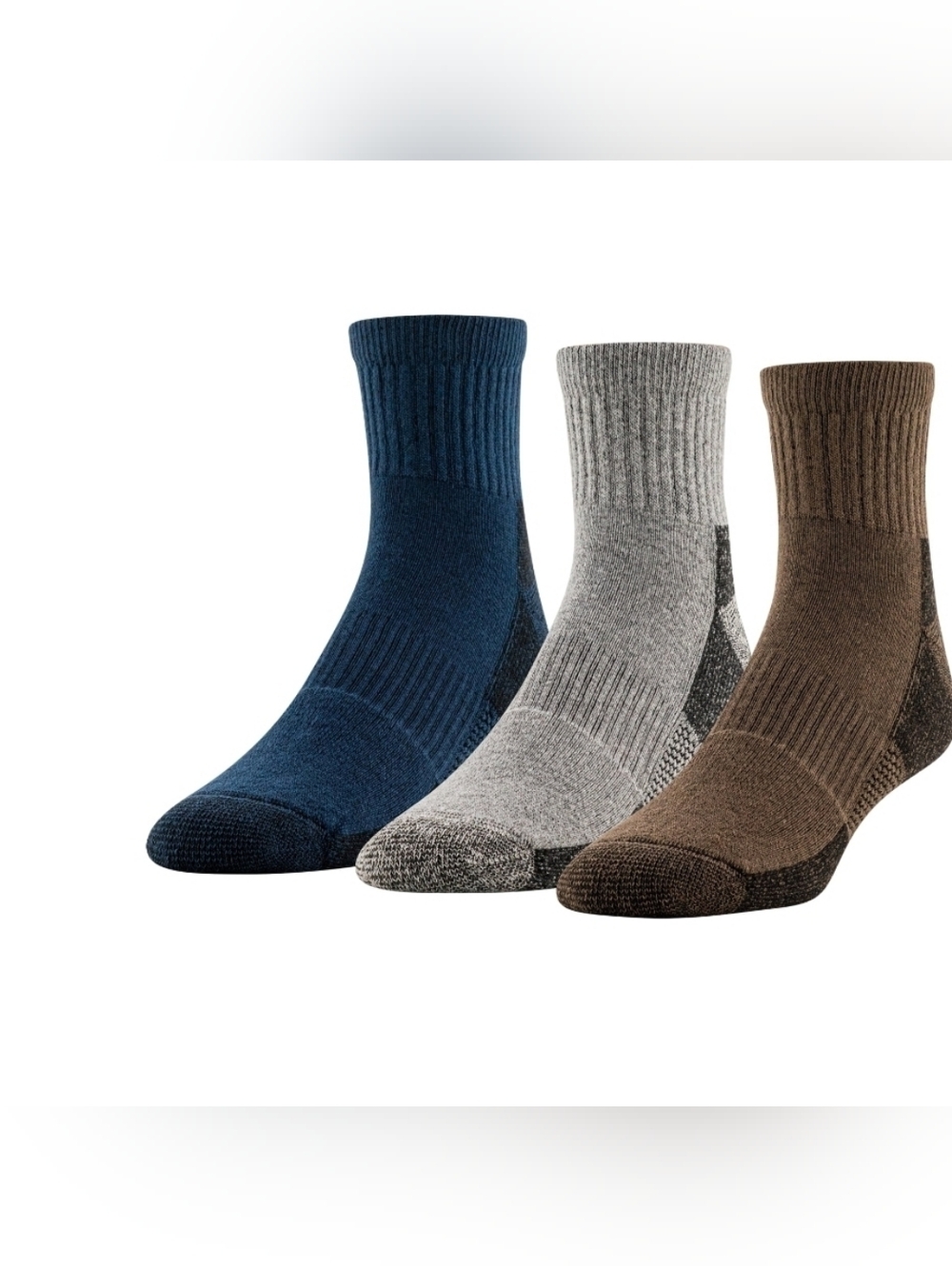 Gildan Men’s Cushion Quarter Socks - Brown (3 Pair)    12
